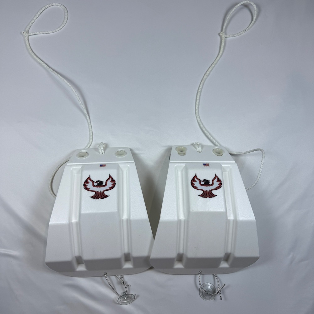 Phoenix Boat Fenders Hull Guards Set of 2 White Suction Cup Rope Tie Made in USA